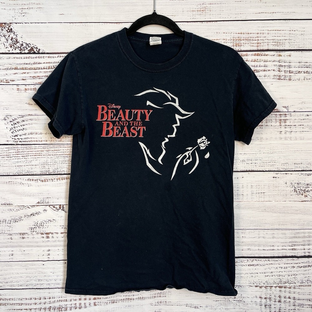 VTG Disney Beauty and the Beast Musical Graphic T-Shirt Size Small 90s Y2K